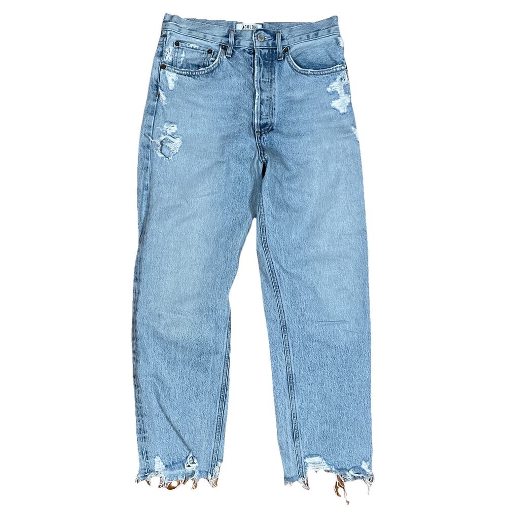 Agolde 90s Crop Distressed Light Wash Grunge Denim Jeans 25 28x26 Organic Cotton